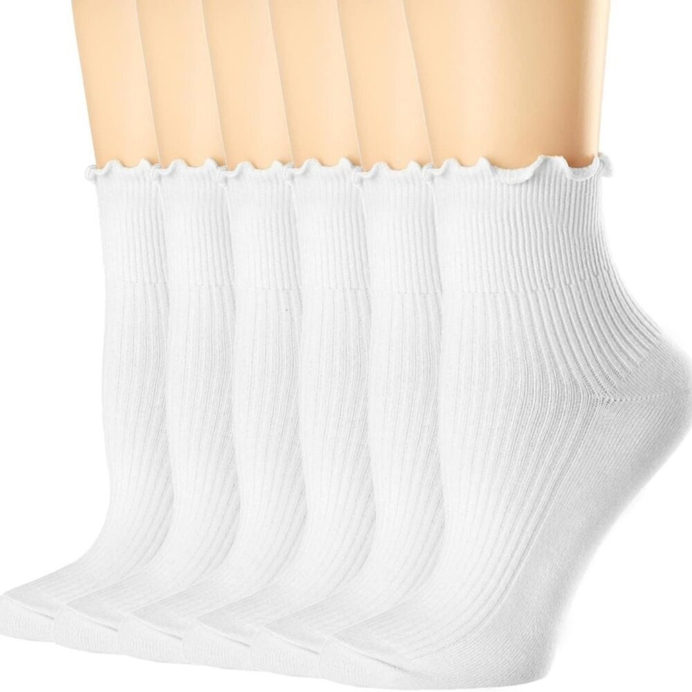 Womens Socks, Ruffle Turn-Cuff Casual Ankle Breathable Cool Knit Cotton Lettuce